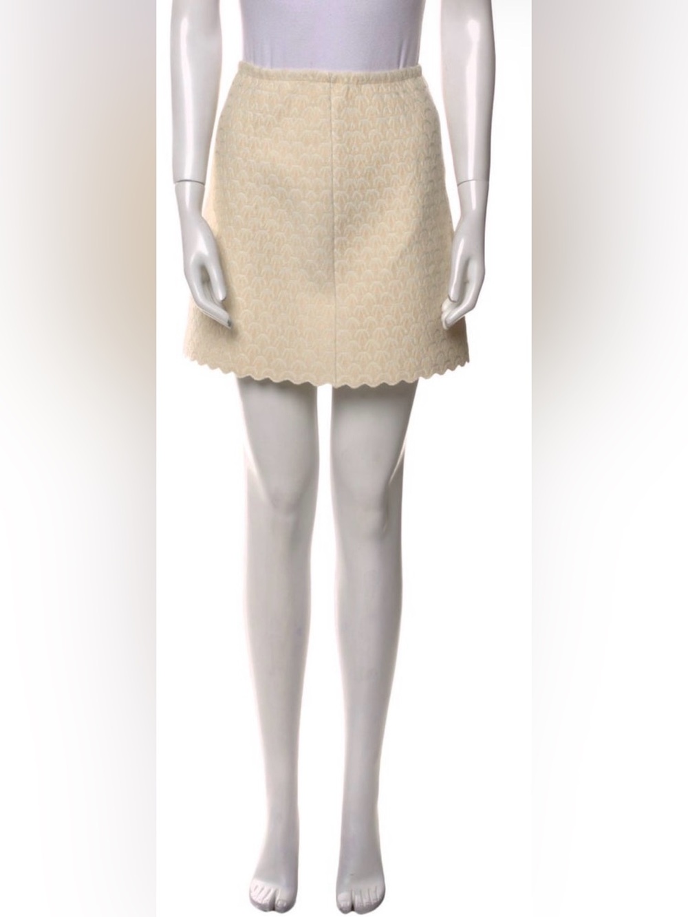 Alaia Cream Scalloped-Hem Mini Skirt